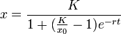 x= \frac{K}{1 + (\frac{K}{x_0}-1) e^{-rt}}